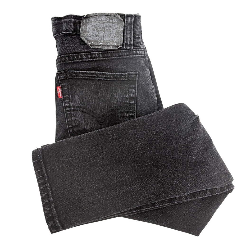 Levi's 510 Skinny Jeans Youth 10 Reg Black Good Adjustable Waist Stretch Denim